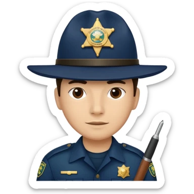 hazme un policia de fronteras con gorro azul oscuro pero sin porra sticker