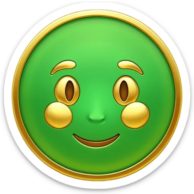 green coin with golden color, emoji style sticker