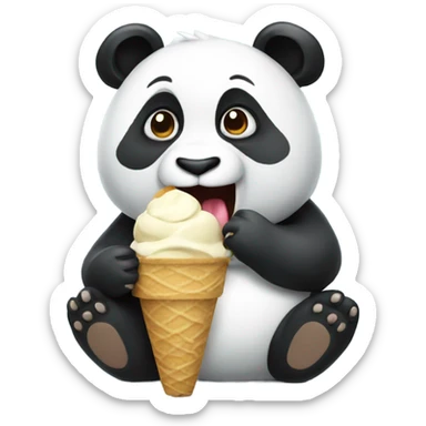 Panda eating ice cream sticker