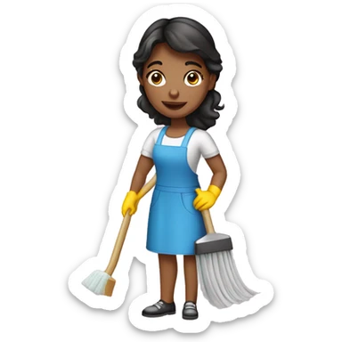 bruenette girl with cleaning stuff sticker