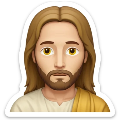 Jesus Christ, simplified iconic yellow face, gentle expression sticker