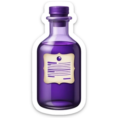purple ink bottle with label sticker