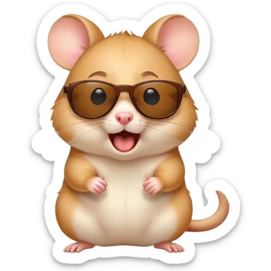 Cute animated hamster wearing sunglasses and screaming sticker