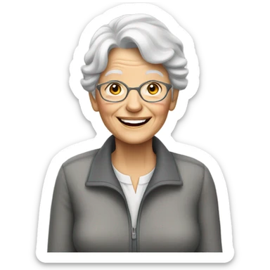 White grandma without glasses  sticker
