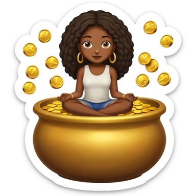 black woman sitting on a pot of gold sticker