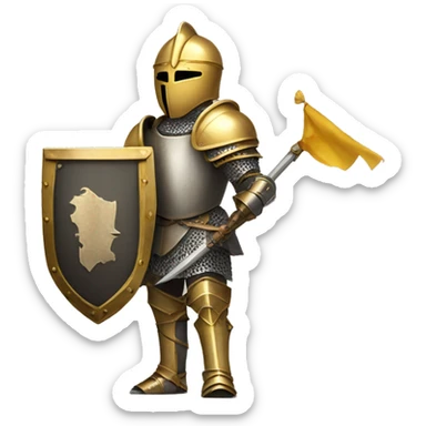 Gold armoured knight holding banner sticker