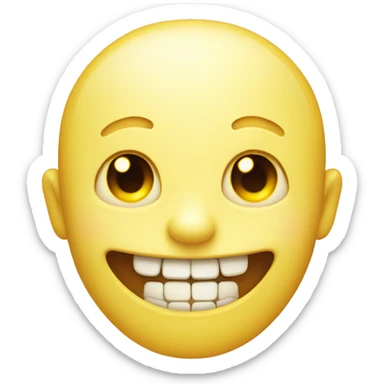 Smiling emoji with yellow bone in its mouth sticker