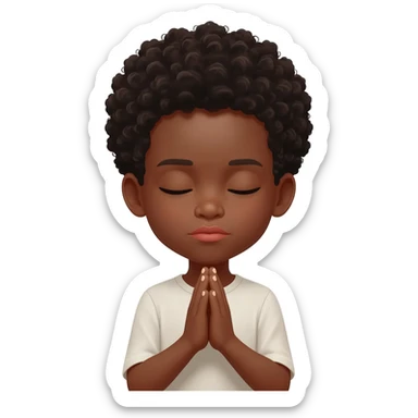 amen praying hands eyes closed black boy curly hair sticker