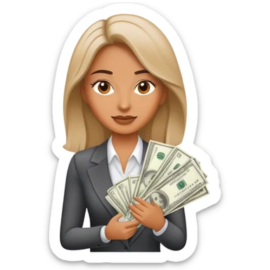 Woman making money real estate sticker