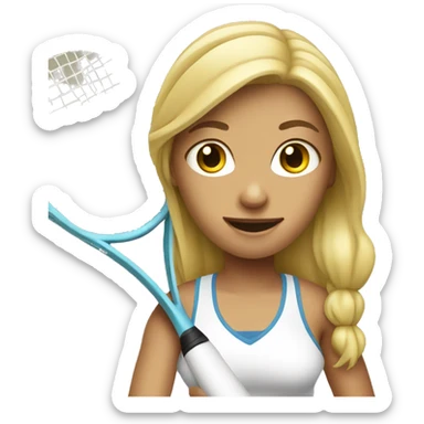 Blonde girl plays tennis  sticker