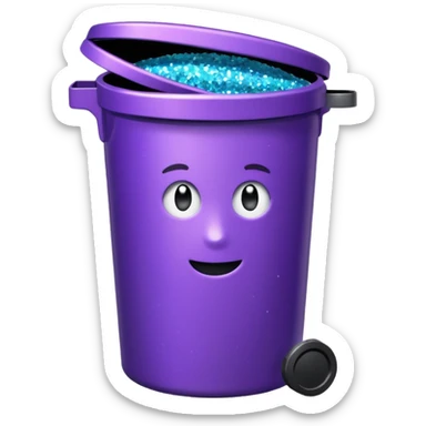 Glitter Purple and Cian rubbish bin sticker