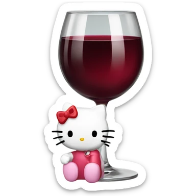 Hello Kitty drinking red wine sticker