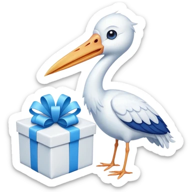 cigogne avec cadeau sticker