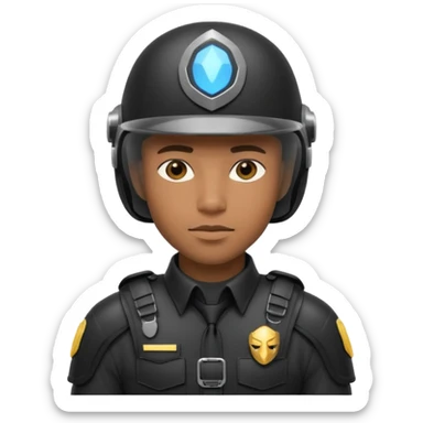 Futuristic black man cop sticker