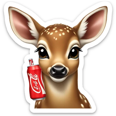 baby deer sipping on Coca Cola No Sugar sticker