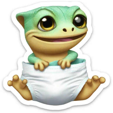 a sweet bab gecko with a diaper sticker
