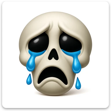 Keep the emoji exactly like the reference image but add tears to the eyes, in iOS emoji style. All other details and style should remain the same. The style should resemble iOS emoji style. sticker