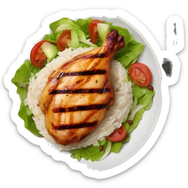 Grilled chicken with rice, red beans and salad sticker