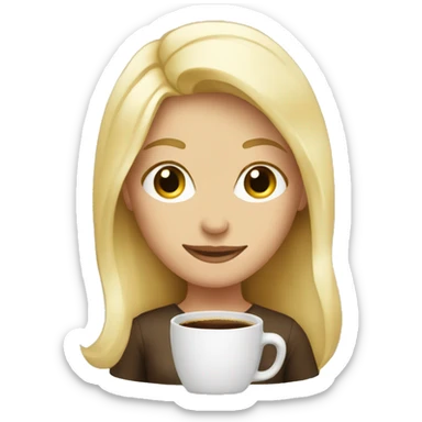 Blonde girl with coffee sticker
