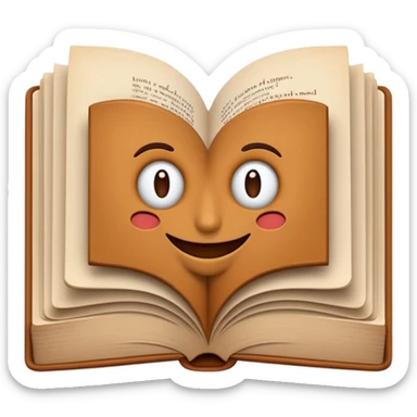 A minimalist emoji-style icon representing wordplay — symbolizing creativity with language. It features an open book or speech bubble merging with playful letters or word fragments, forming a clever visual pun. sticker