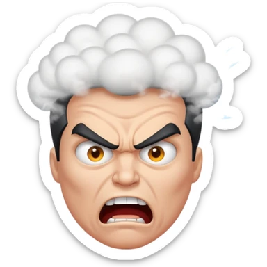 stick with comic angry face and steam coming out of head, lighthearted frustration sticker