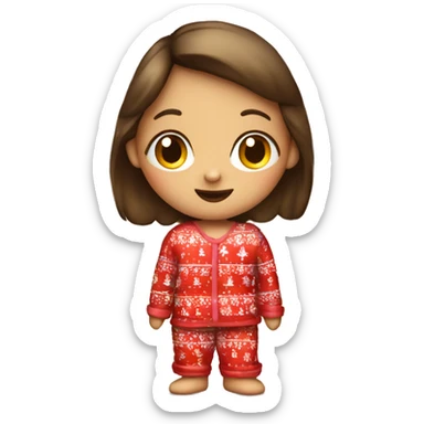 Little girl in Christmas pyjamas  sticker