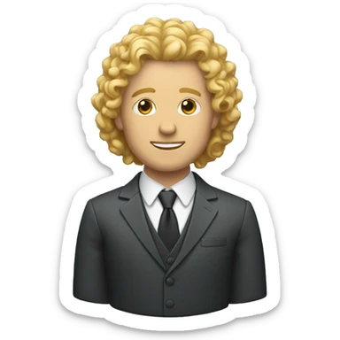 man with curly blond hair wearing suit sticker