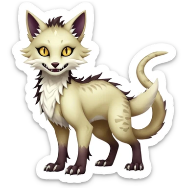 Kawaii dark edgy fantasy ethereal feline-vernid-sergal-fursona animal creature with a tufted tail full body with intricate markings  sticker