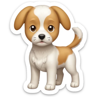 a full body white beagle x maltese x chi dog the size of a kelpie with light brown ears and a light brown patch on one eye sticker