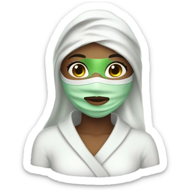 Girl with green spa mask and white robe sticker