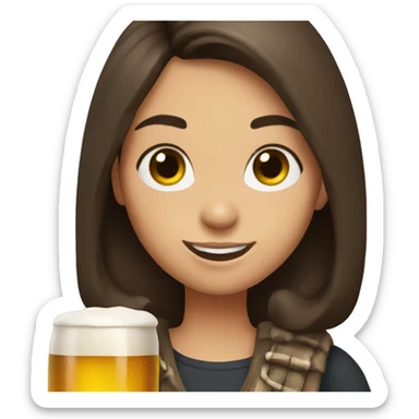 A brunette girl with a beer in her hands sticker