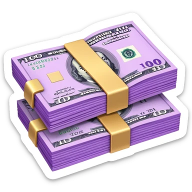 billetes en 3d morados animados en png sticker