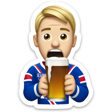 Crying new york rangers fan drinking a beer  sticker