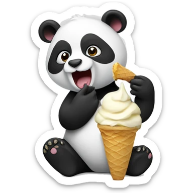 Panda eating ice cream sticker