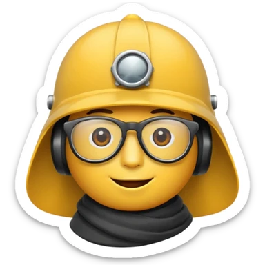 Erstelle mir einen Fallschirmspringer im emoji style mit Helm und Brille auf dem kopf und einem Tuch vor dem mund sticker