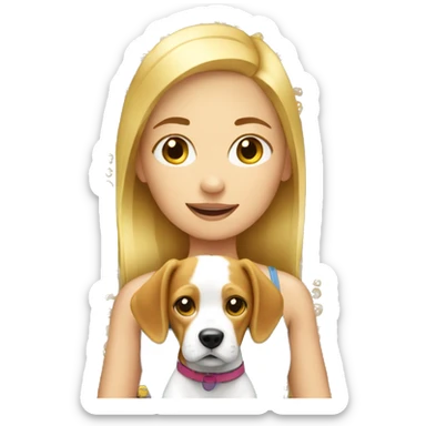 blonde girl with beagle  sticker