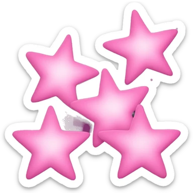 Three small pink , 4-pointed stars grouped together. The stars have a slightly elongated shape, giving them a twinkling effect. They vary in size, with the largest star in the center and two smaller stars on either side.  sticker