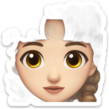 cute girl with brown eyes,brown hair,bang between eyes,short messy hair,lolita dress,short little twintails,ahoge,shy face sticker