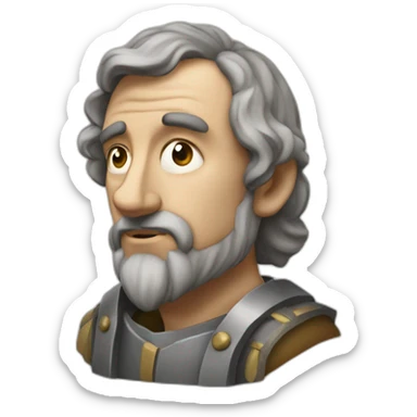 medieval innovator, thinking, concentrated, torso sticker