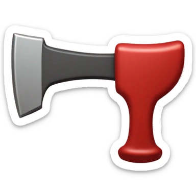 A hammer with a rectangular head crossed diagonally by a curved sickle, forming an "X" on a red background, symbolizing the unity of workers and farmers. sticker