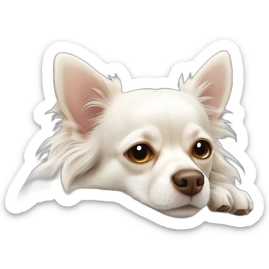 languid sleeping chihuahua longcoat white sticker