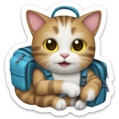 Cat with a bag pack  sticker