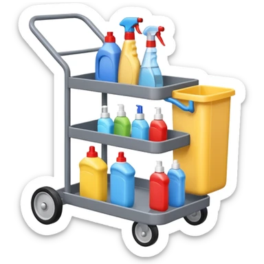 cleaning cart grey color sticker