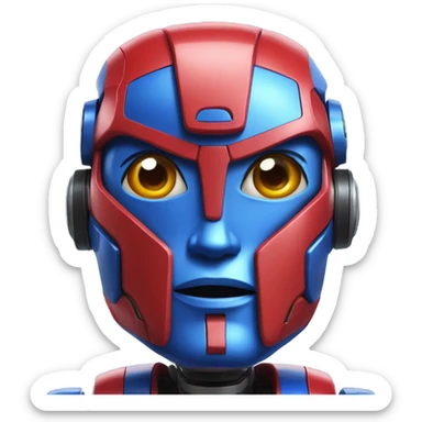 Red and blue transforming robot sticker