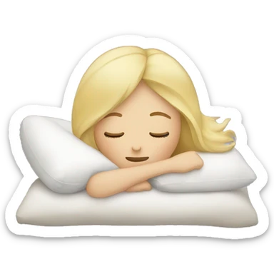 blonde girl sleeping with pillow sticker