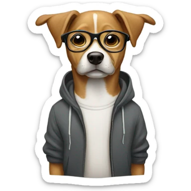 Dog with a hoodie and glasses sticker