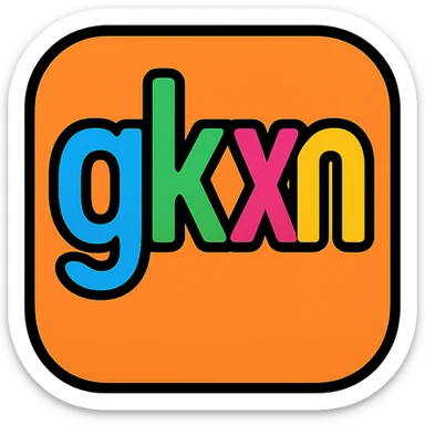 letters 'gkxm' in a rounded icon style, soft edges, friendly and approachable, logo-ready sticker