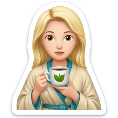 Woman drinking coffee and The edges of the eyes are wide open in the morning sticker