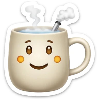 drink category icon, mug with steam, soft shading, approachable look sticker