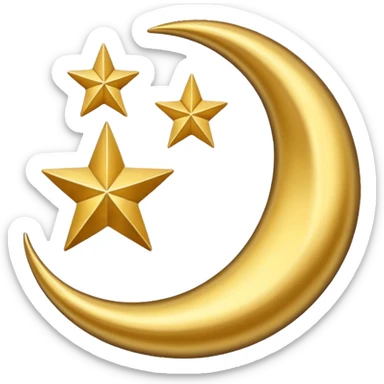 Star and Crescent emoji with black background and no face only star and crescent. sticker